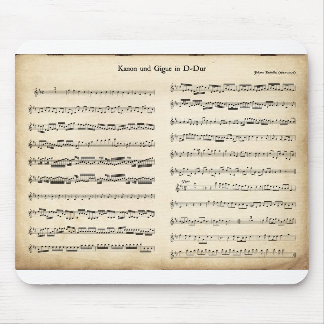 Music sheet old Pachelbel Kanon und Gigue in D Dur Mouse Pad (Front)