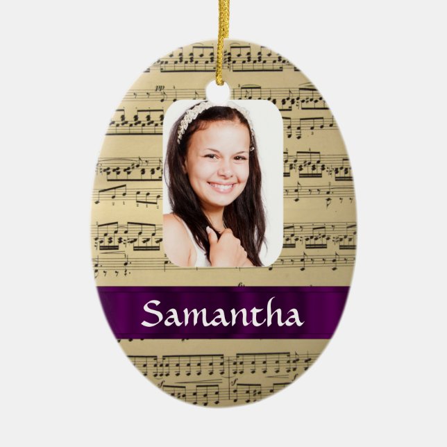 Music sheet photo template ceramic ornament (Front)