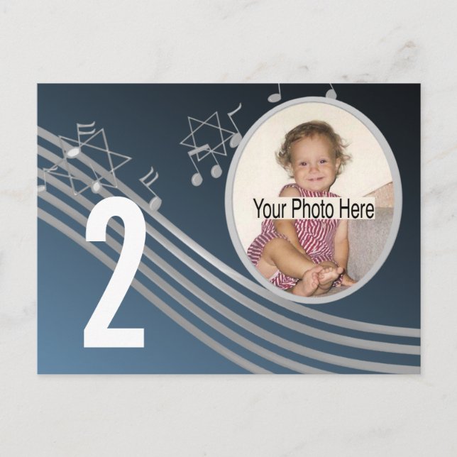 Music Silver BluePhoto Table Number (Front)