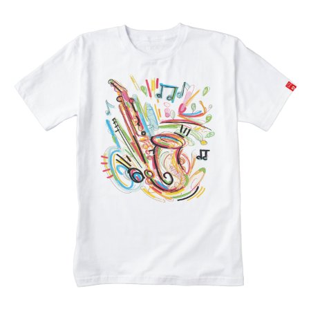 Music - Sketched Colorful Saxophone Zazzle Heart T-shirt