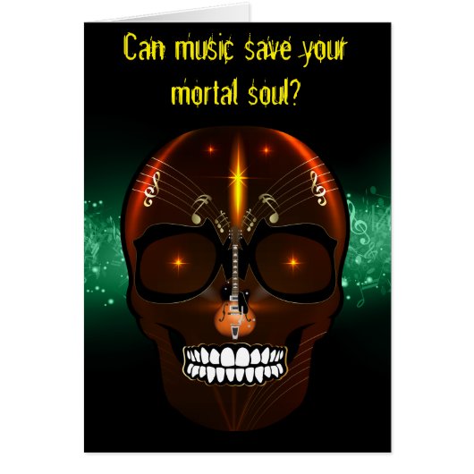 Music Skull Blank Card Guitar Notes (Front)