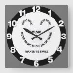 Music Smile Square Wall Clock