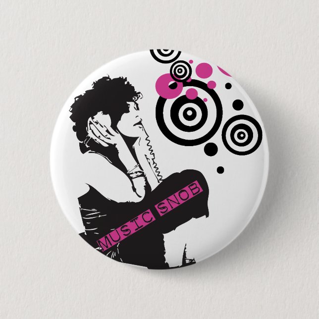 Music Snob Pinback Button (Front)