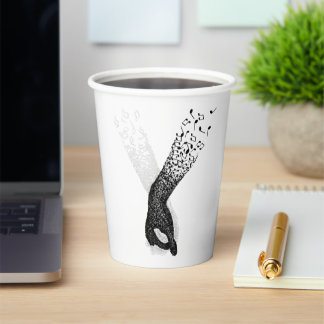 Music Soulmates Holding Hands Musical Notes Art Paper Cups
