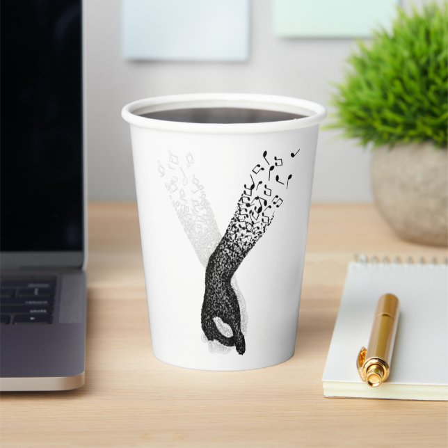 Music Soulmates Holding Hands Musical Notes Art Paper Cups (Insitu)