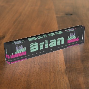 Music Sound Electronic Beat Waves Pulse With Name Desk Name Plate by MBS_International at Zazzle