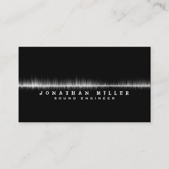 Music Sound Wave | Black & White Business Card (Front)