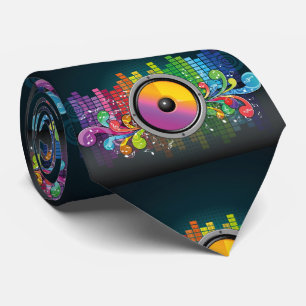 Music Speaker and Beats Glow Neck Tie
