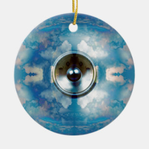Music speaker and cloudy blue sky ceramic ornament