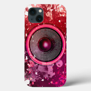 Music speaker and paint splatters iPhone 13 case