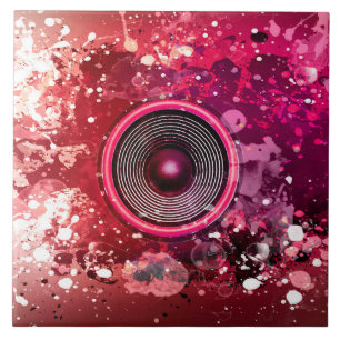 Music speaker and paint splatters ceramic tile