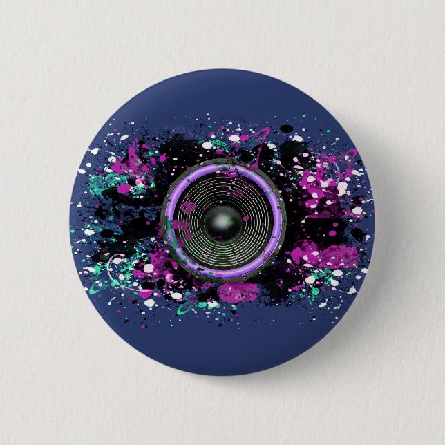 Music speaker and splattered paint button (Front)