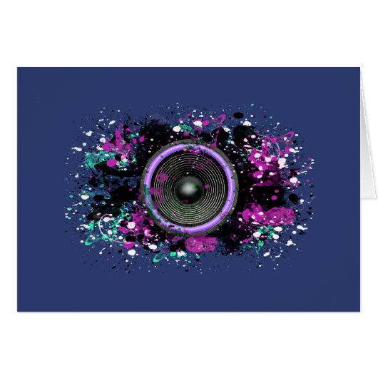 Music speaker and splattered paint cards (Front Horizontal)