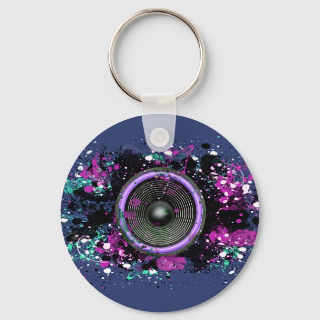 Music speaker and splattered paint keychain (Front)