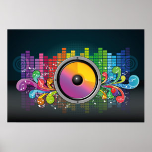 Music speaker colorful artistic illustration poster