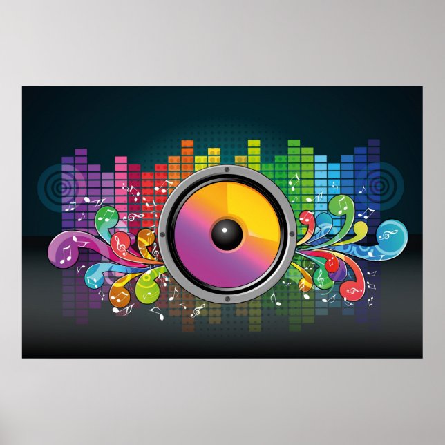 Music speaker colorful artistic illustration poster (Front)
