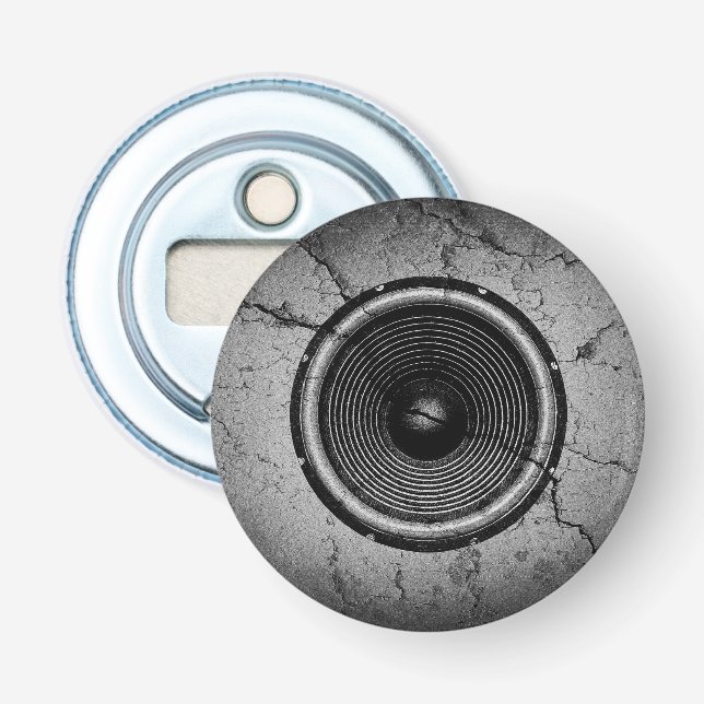 Music speaker on a cracked wall bottle opener (Front)