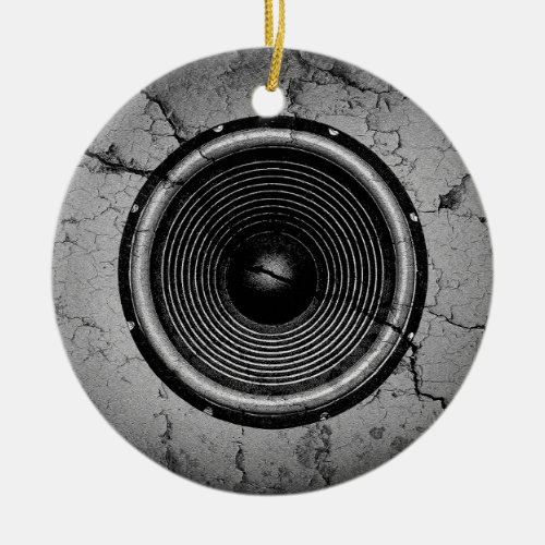 Music speaker on a cracked wall ceramic ornament