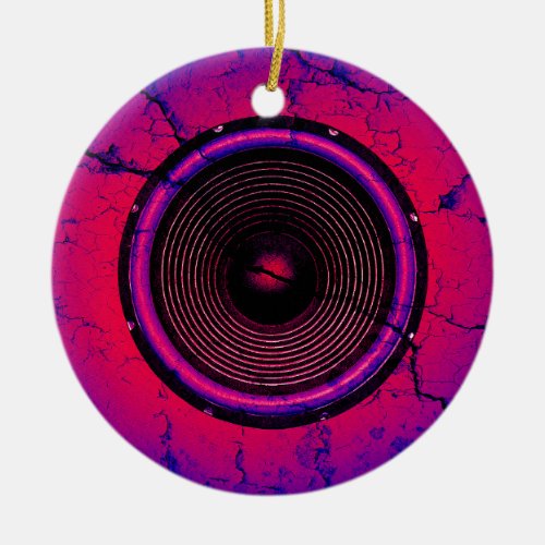 Music speaker on a cracked wall ceramic ornament