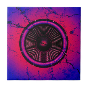 Music speaker on a cracked wall ceramic tile