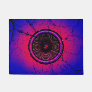 Music speaker on a cracked wall doormat