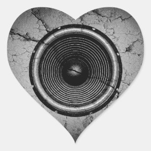 Music speaker on a cracked wall heart sticker