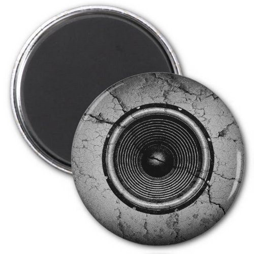 Music speaker on a cracked wall magnet