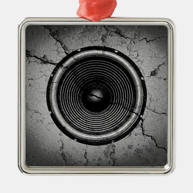 Music speaker on a cracked wall metal ornament (Front)