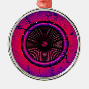 Music speaker on a cracked wall metal ornament
