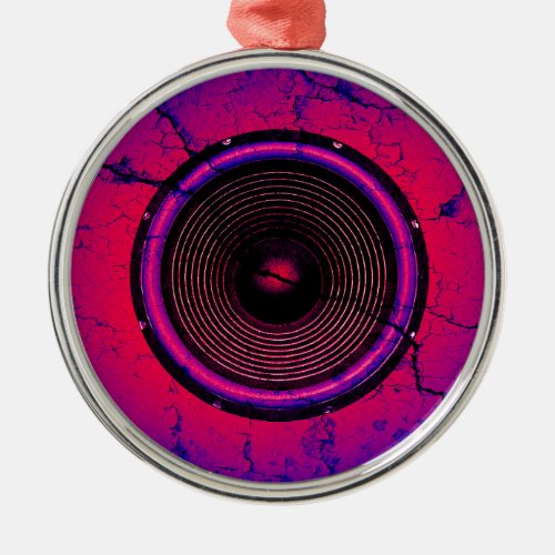 Music speaker on a cracked wall metal ornament