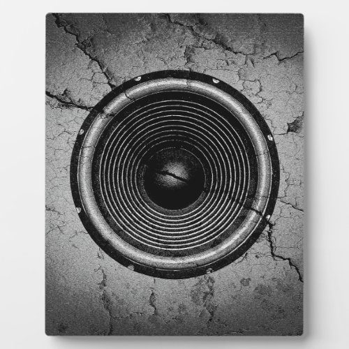 Music speaker on a cracked wall plaque