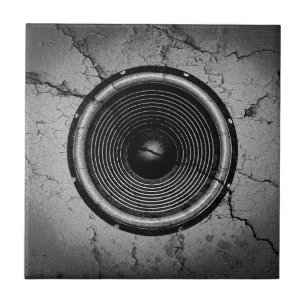 Music speaker on a cracked wall tile