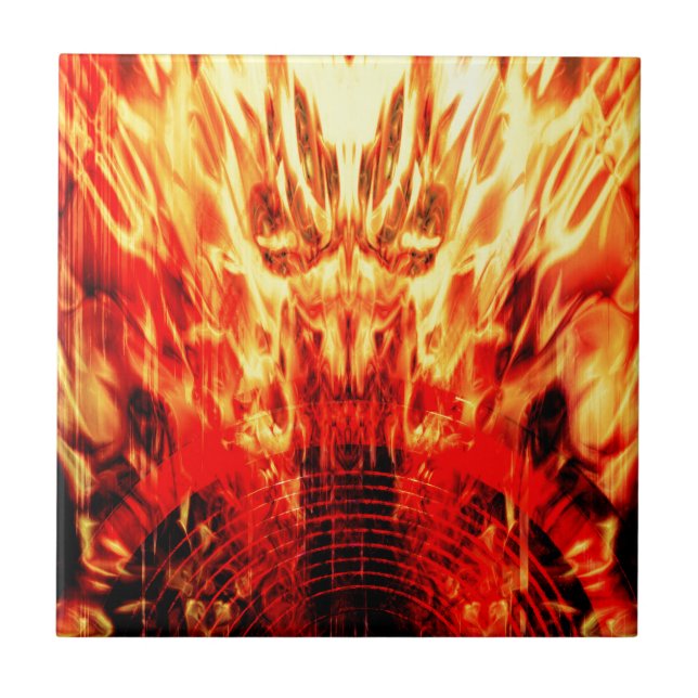 Music speaker with flames ceramic tile (Front)