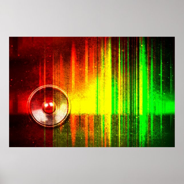 Music speaker with soundwaves poster (Front)