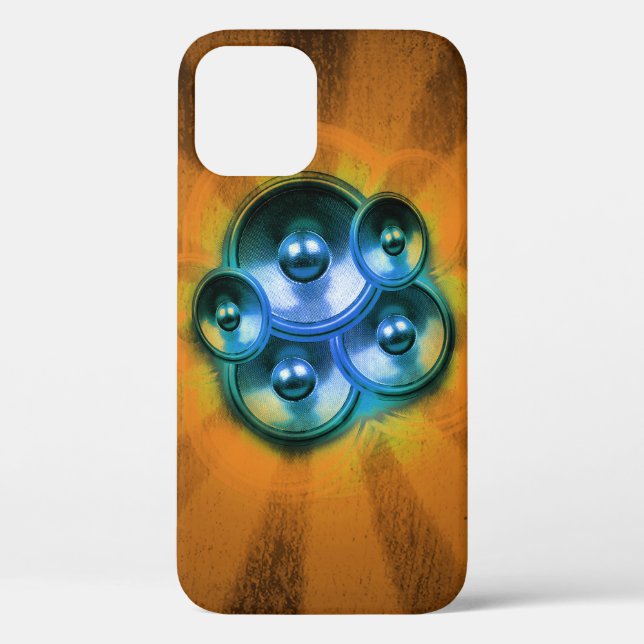 Music speakers and orange sunburst Case-Mate iPhon iPhone Case (Back)