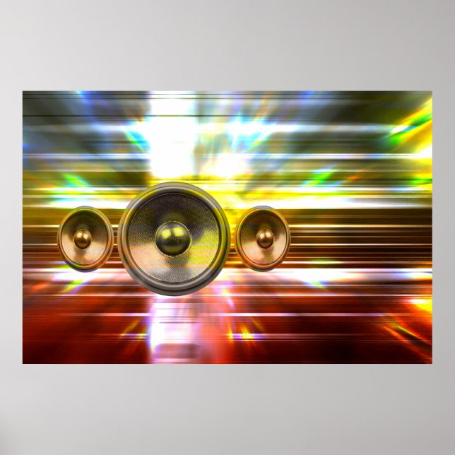 Music speakers and party lights poster (Front)