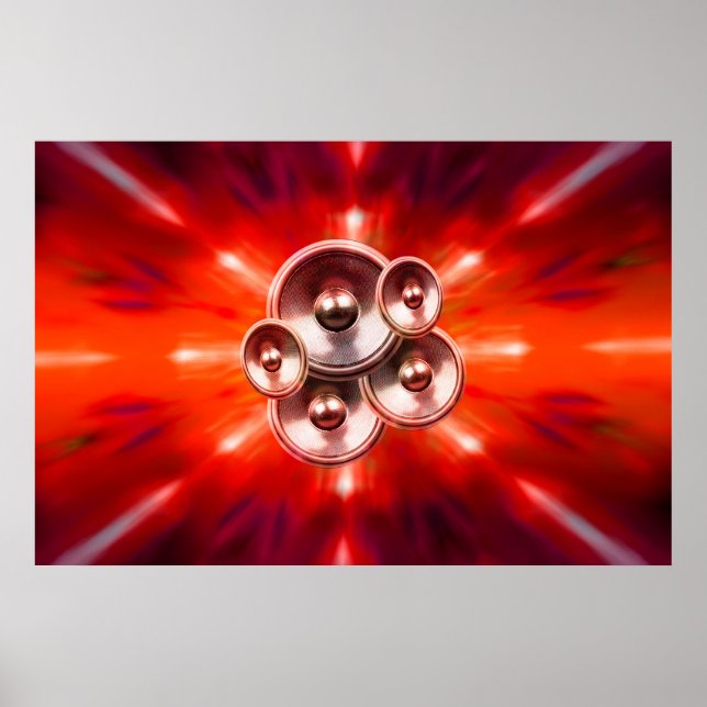 Music speakers and red party lights poster (Front)
