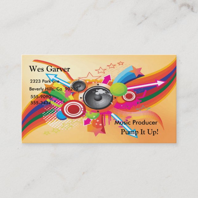 Music Speakers, Stars,Rainbow Business Card (Front)