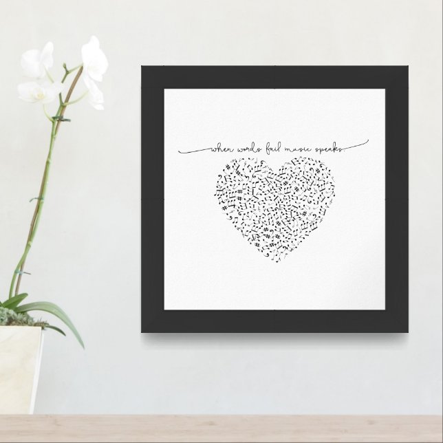 Music Speaks Heart Notes Framed or Unframed Art (Entryway)