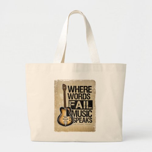 music speaks large tote bag