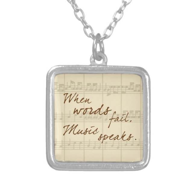Music Speaks Silver Plated Necklace (Front)