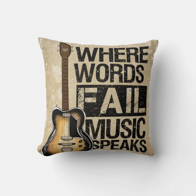 Music Speaks Throw Pillow (Front)