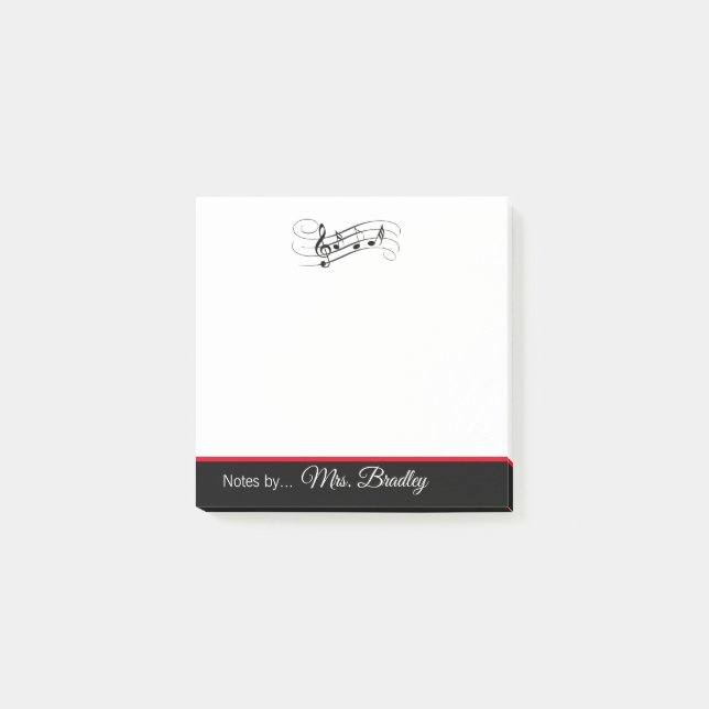 Music Staff and Notes Notepad, Music Teacher (Front)