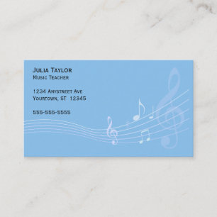 Music Staff Wave Music Teacher Business Card