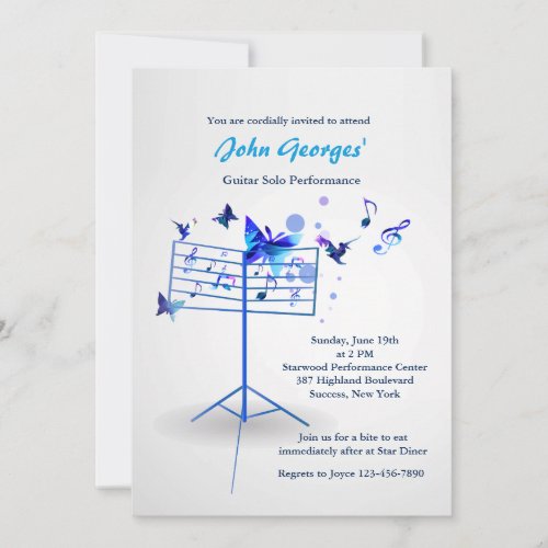 Music Stand Blue Invitation