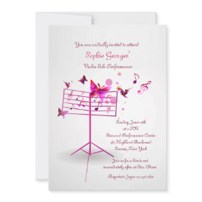 Music Stand Pink Invitation