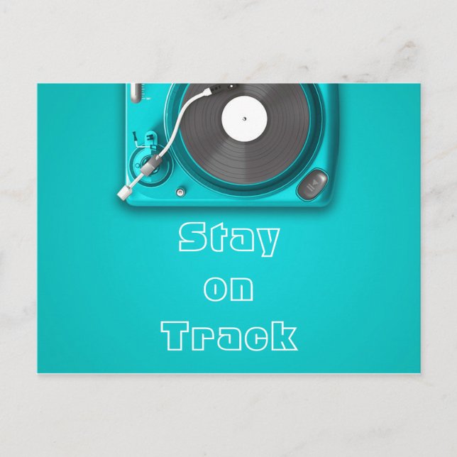 Music stay on track quote retro vinyl postcard (Front)