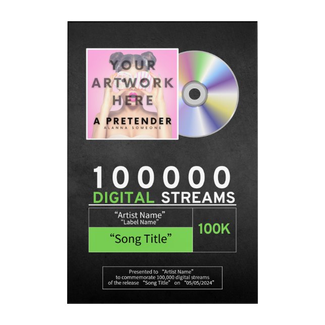 Music Streaming Award Acrylic Wall Art (Front)