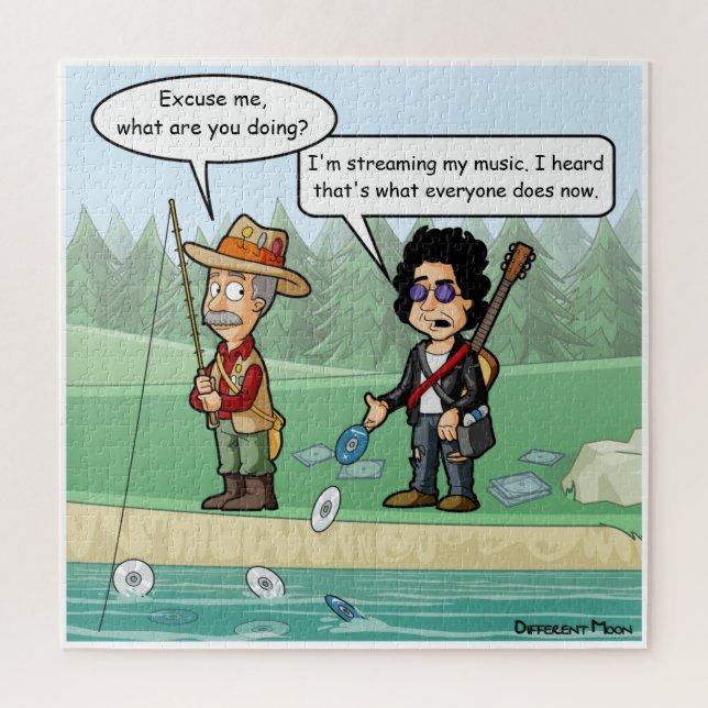 Music Streaming Funny Pun Jigsaw Puzzle (Vertical)