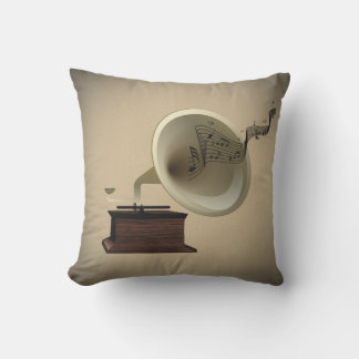 Music Streams from Gramophone Outdoor Pillow